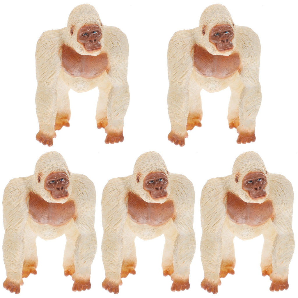 Mini Gorilla Chimpanzee Orangutan Toy Figurine White Plastic Y382946