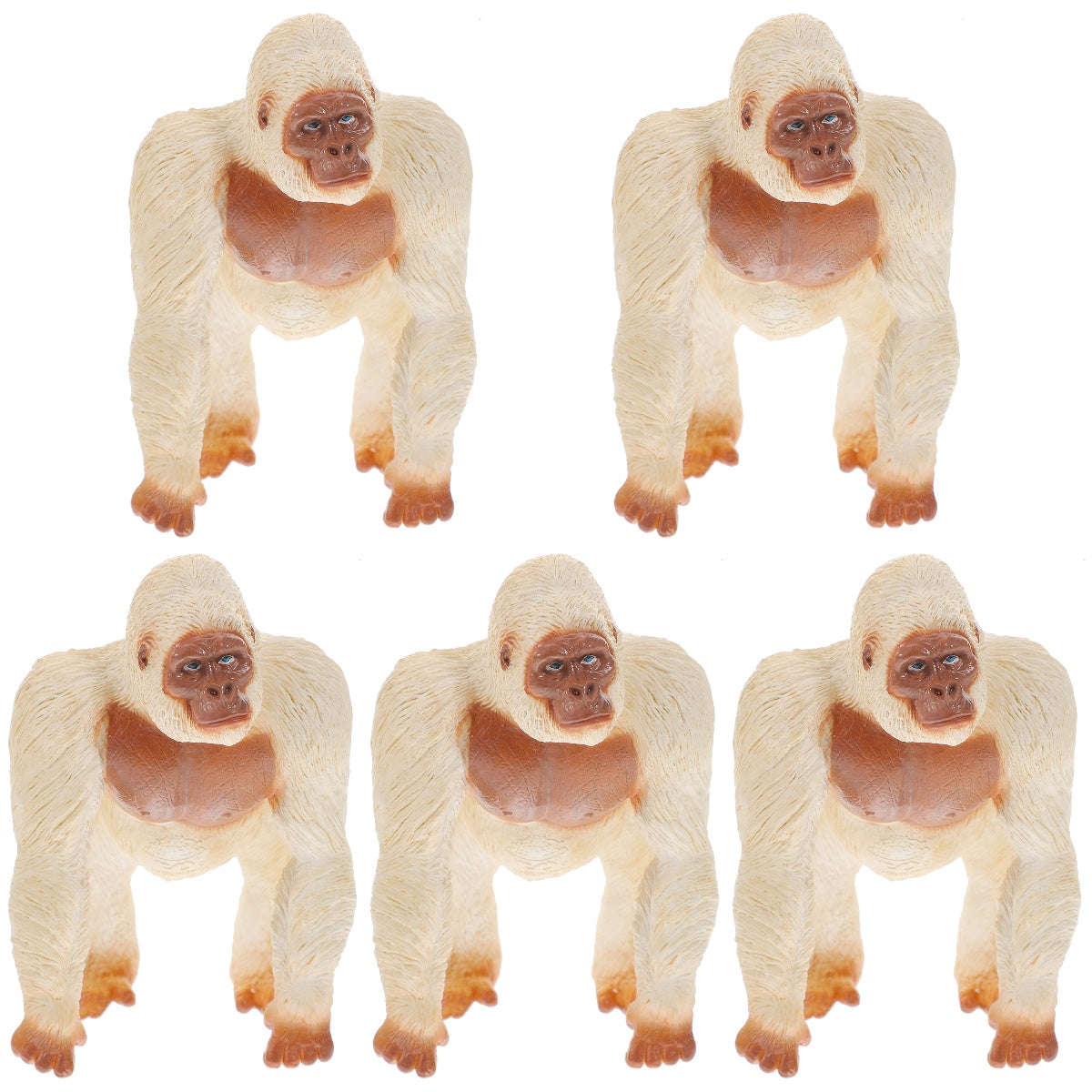 Mini Gorilla Chimpanzee Orangutan Toy Figurine White Plastic Y382946
