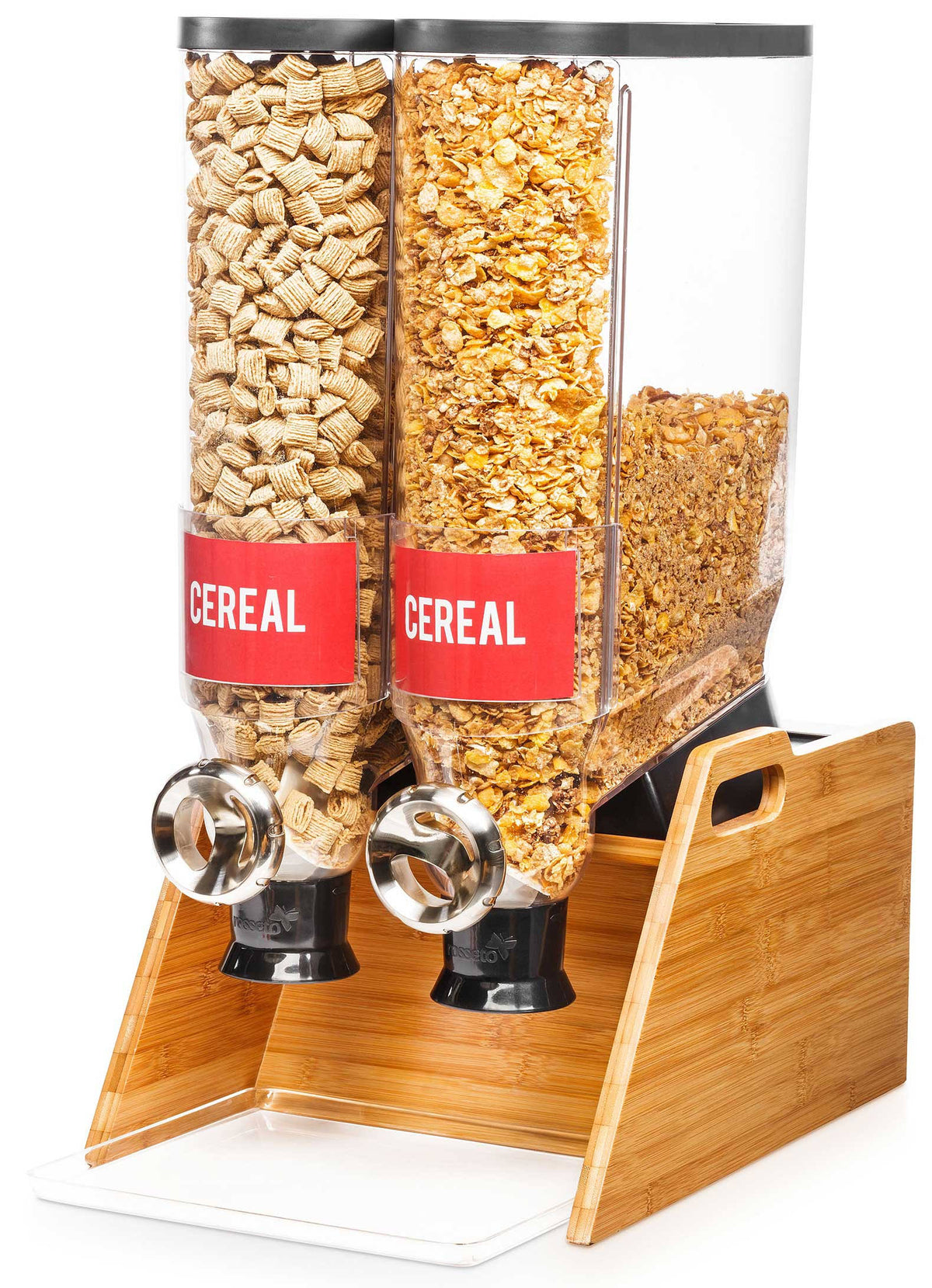 Double Tabletop Dispenser with Bamboo Stand W366