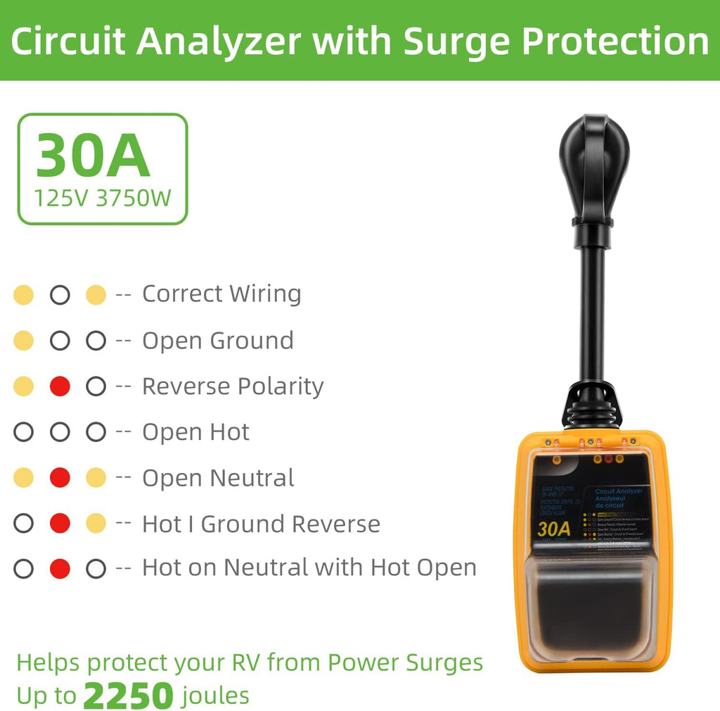30 Amp RV Surge Protector with Waterproof Cover C4229