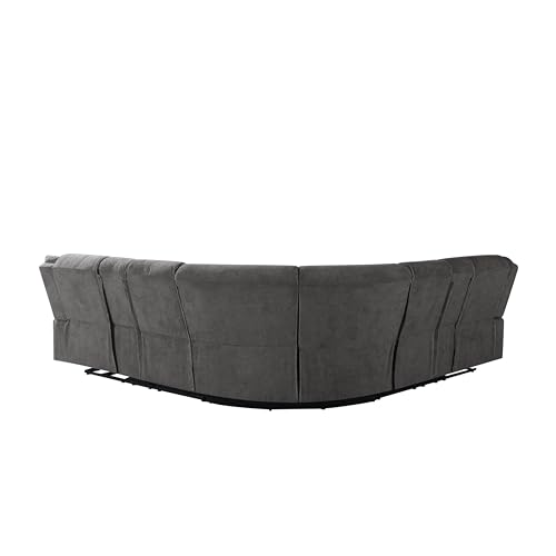 Grey Fabric Power Reclining Sectional Sofa with Cup Holders and Storage Console M5833