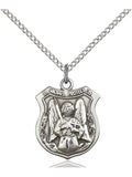 Sterling Silver St. Michael the Archangel Pendant with Lite Curb Chain Y249