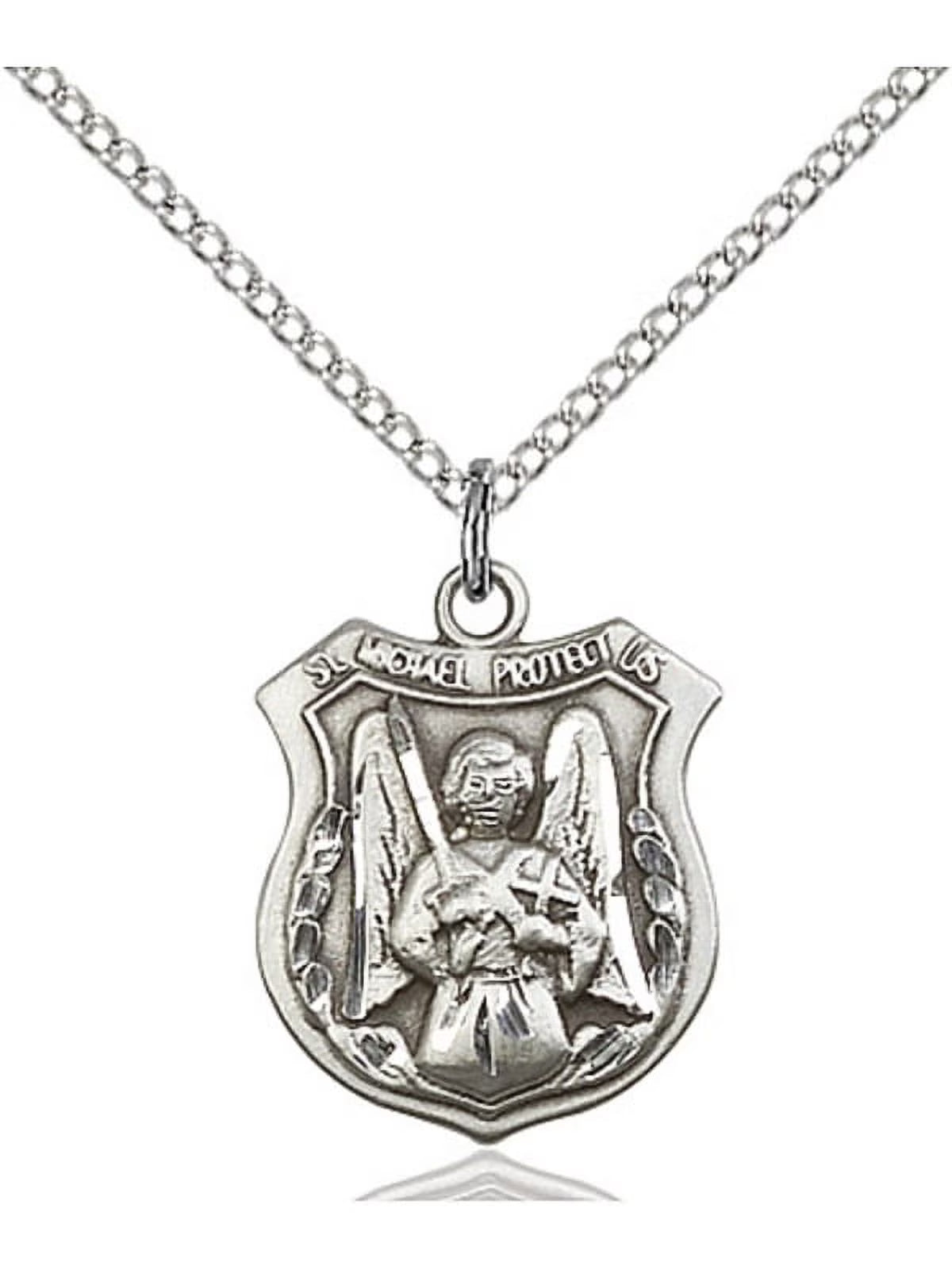 Sterling Silver St. Michael the Archangel Pendant with Lite Curb Chain Y249