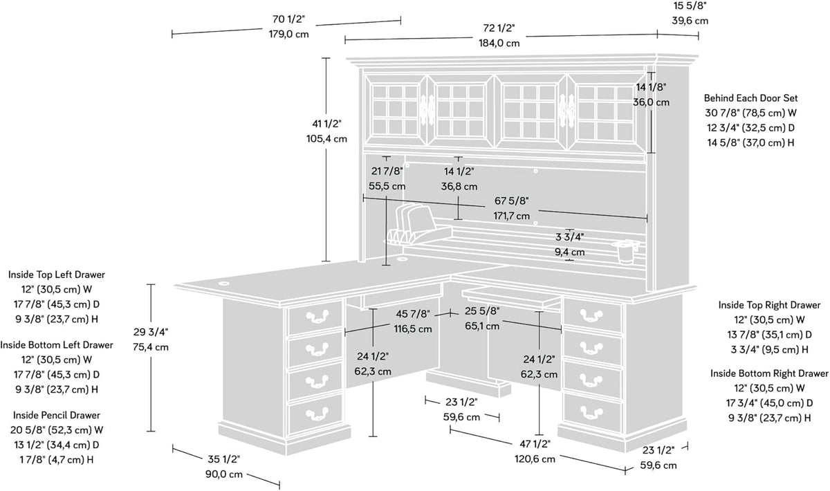 L-Shaped Desk with Hutch, Classic Cherry B28564