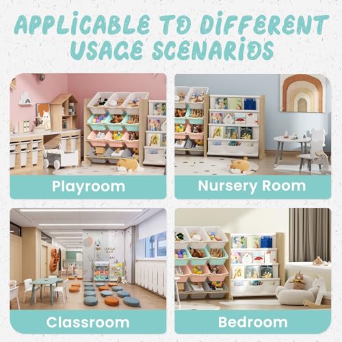 White 12 Bin Toy Storage Organizer with Bookshelf G82412