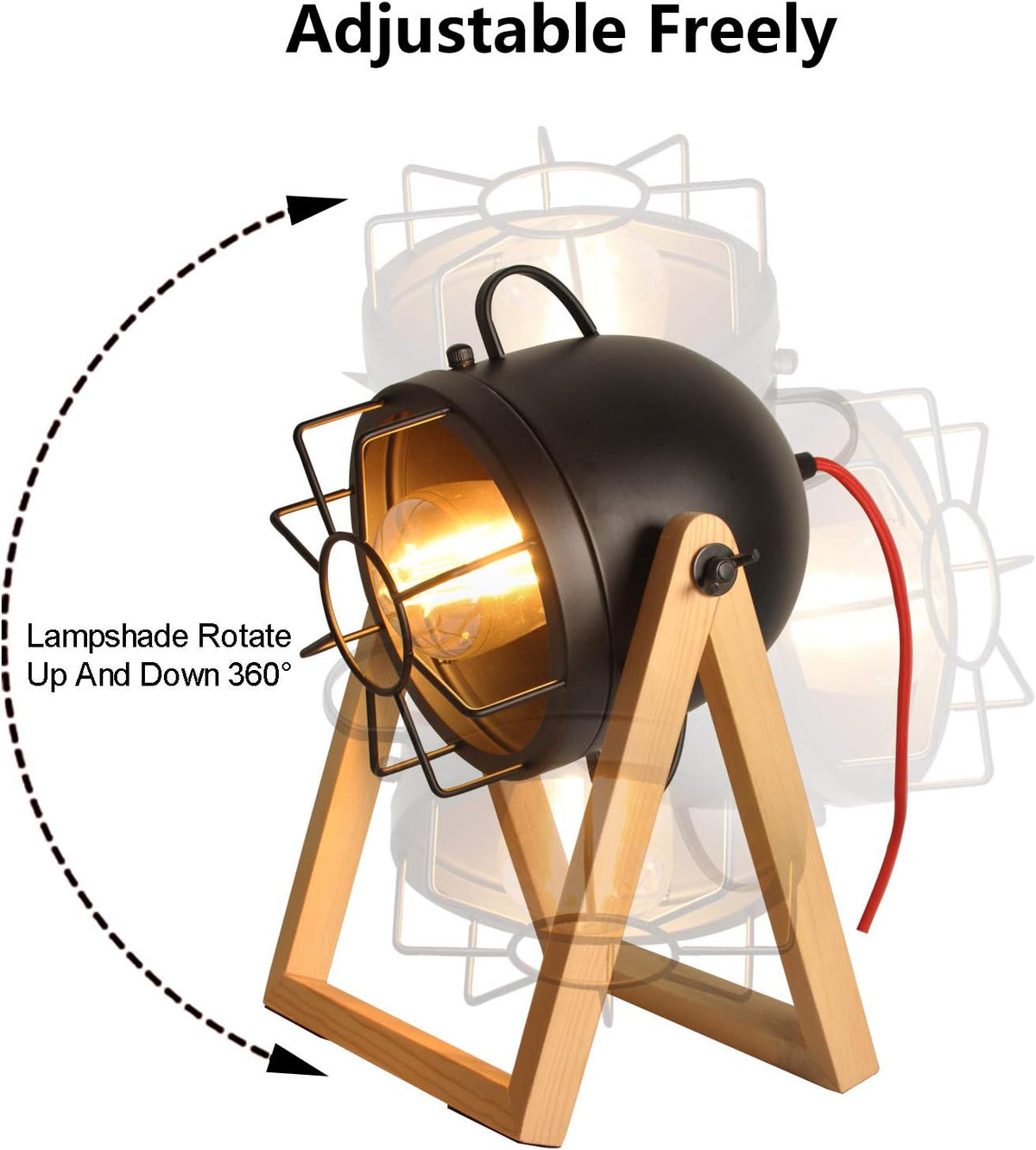 Adjustable Tripod Floor Lamp with Wood O77385