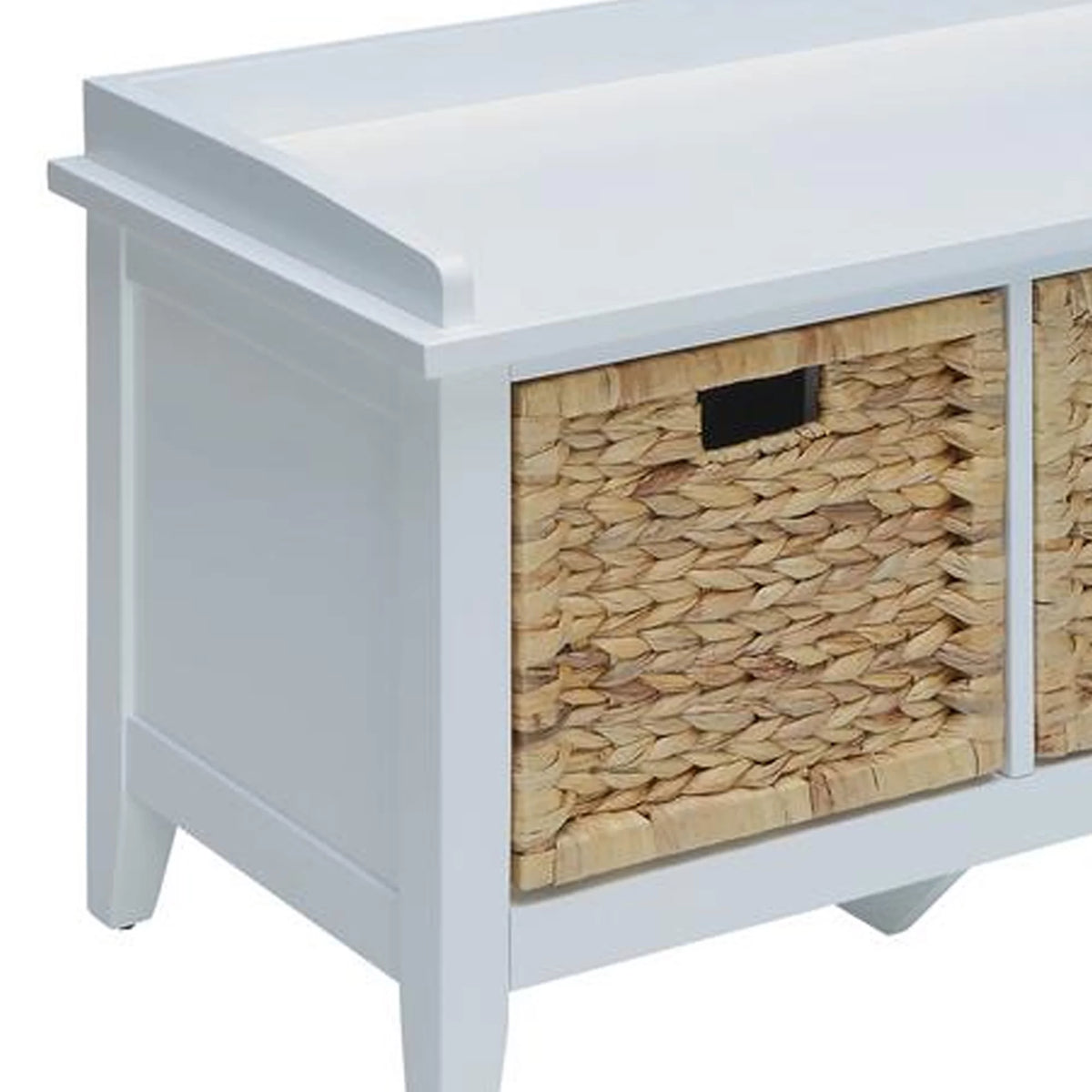 White Rectangular Wooden Storage Bench S7228