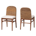 Natural Seagrass and Acacia Wood 2-Piece Dining Chair Set A413