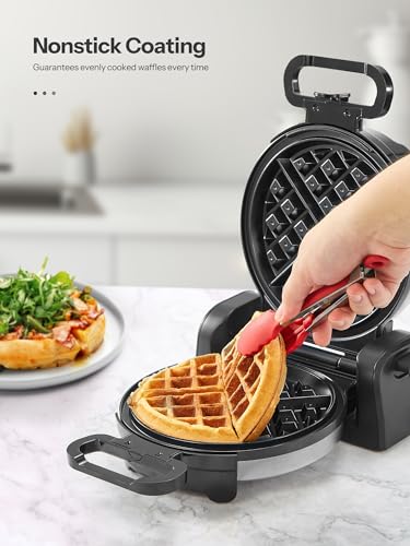 Double Belgian Waffle Maker 180°Flip Nonstick Stainless Steel V2497