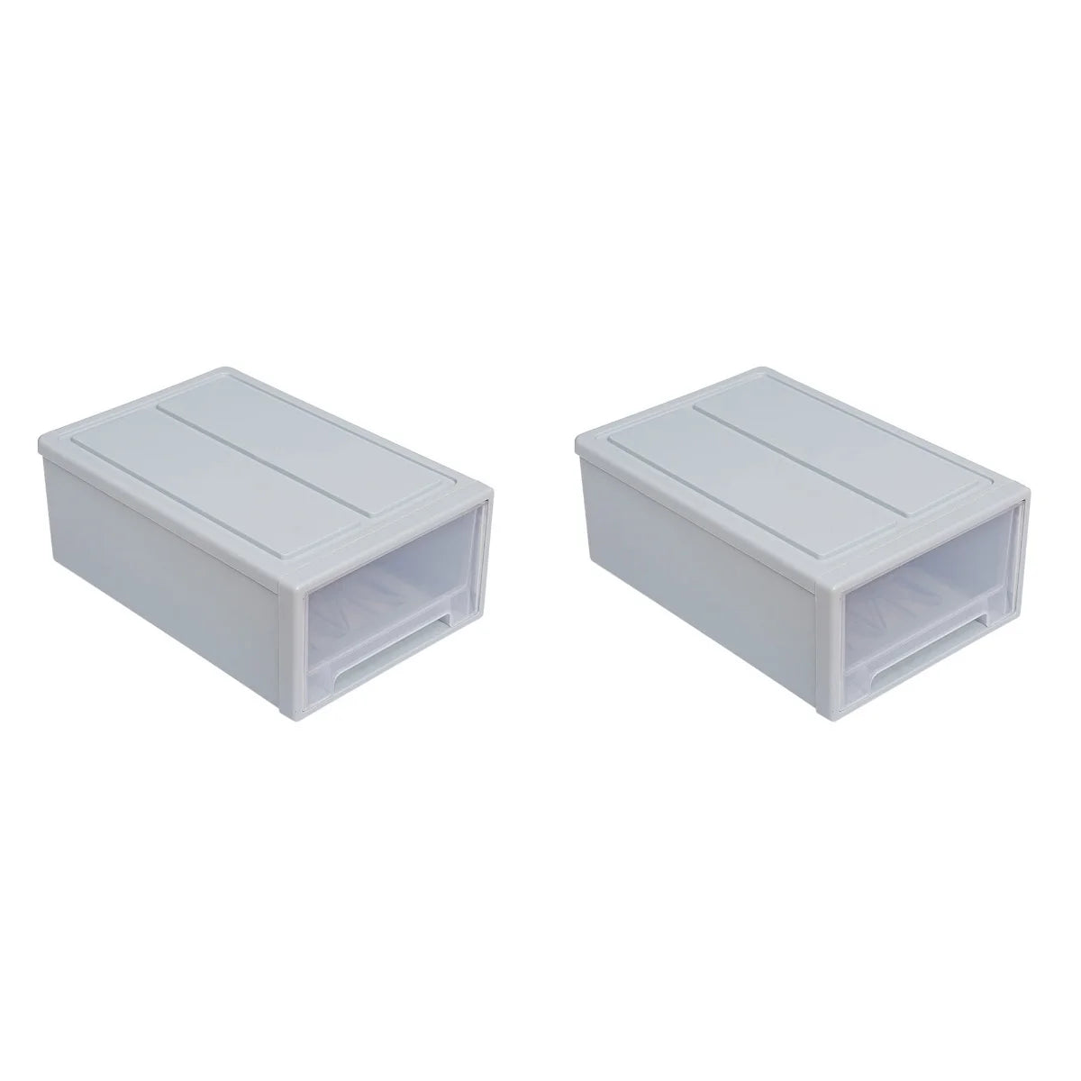 2 pcs Stackable Transparent Storage Box Drawer-type Clothes Shoes Organizer Y788