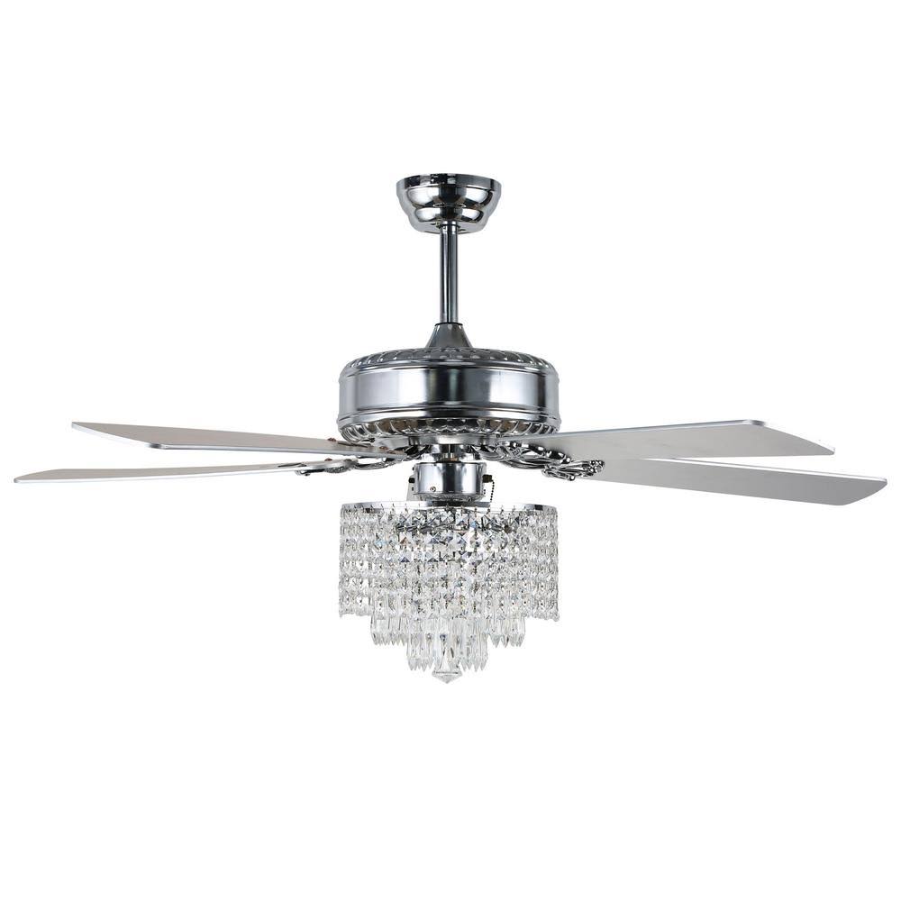 Chrome Crystal Ceiling Fan with Light Kit and Remote Control J682