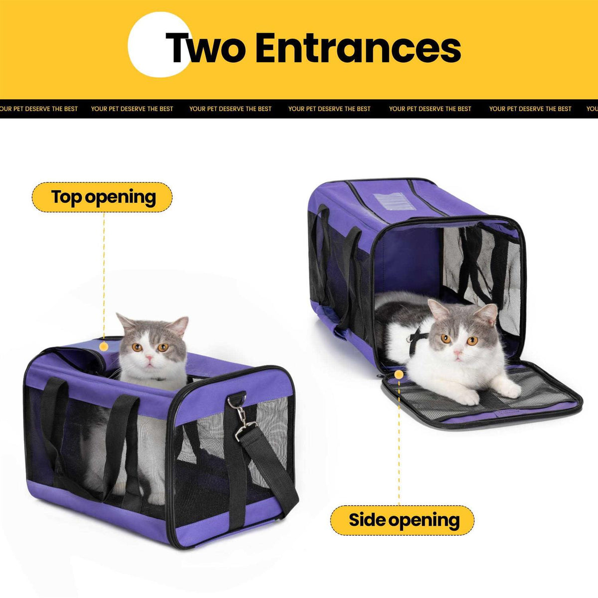 Soft-Sided Cat Carrier with Inner Safety Leash O4312