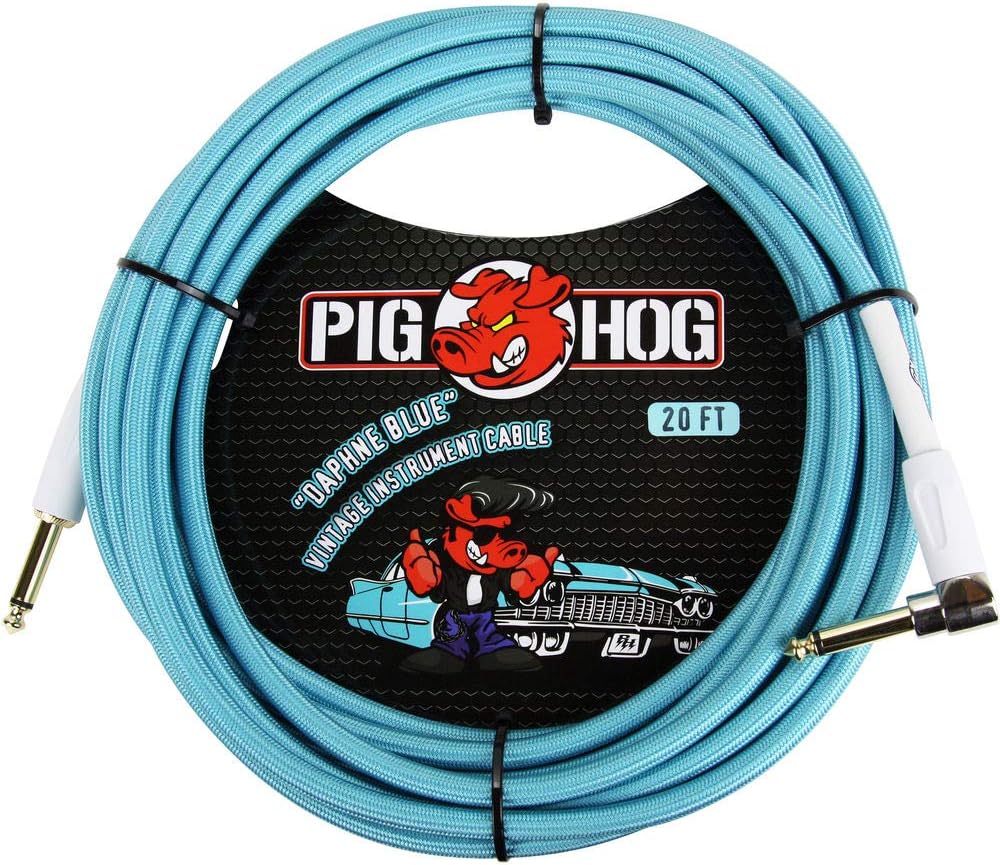 Woven Instrument Cable, Daphne Blue, 20', Right Angle, 2-Pieces Bundle S272589
