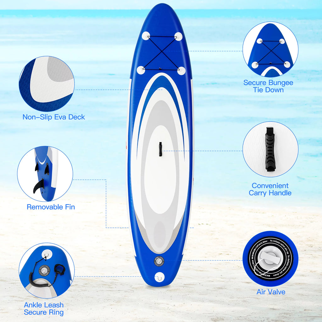 10' Inflatable Stand Up Paddle Board with Bag Paddle Pump E648313