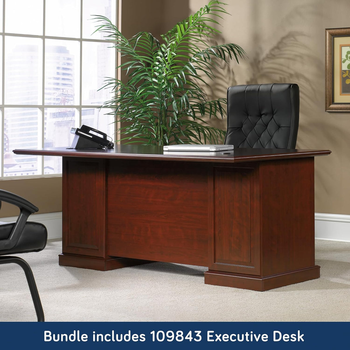 L-Shaped Desk with Hutch, Classic Cherry B28564