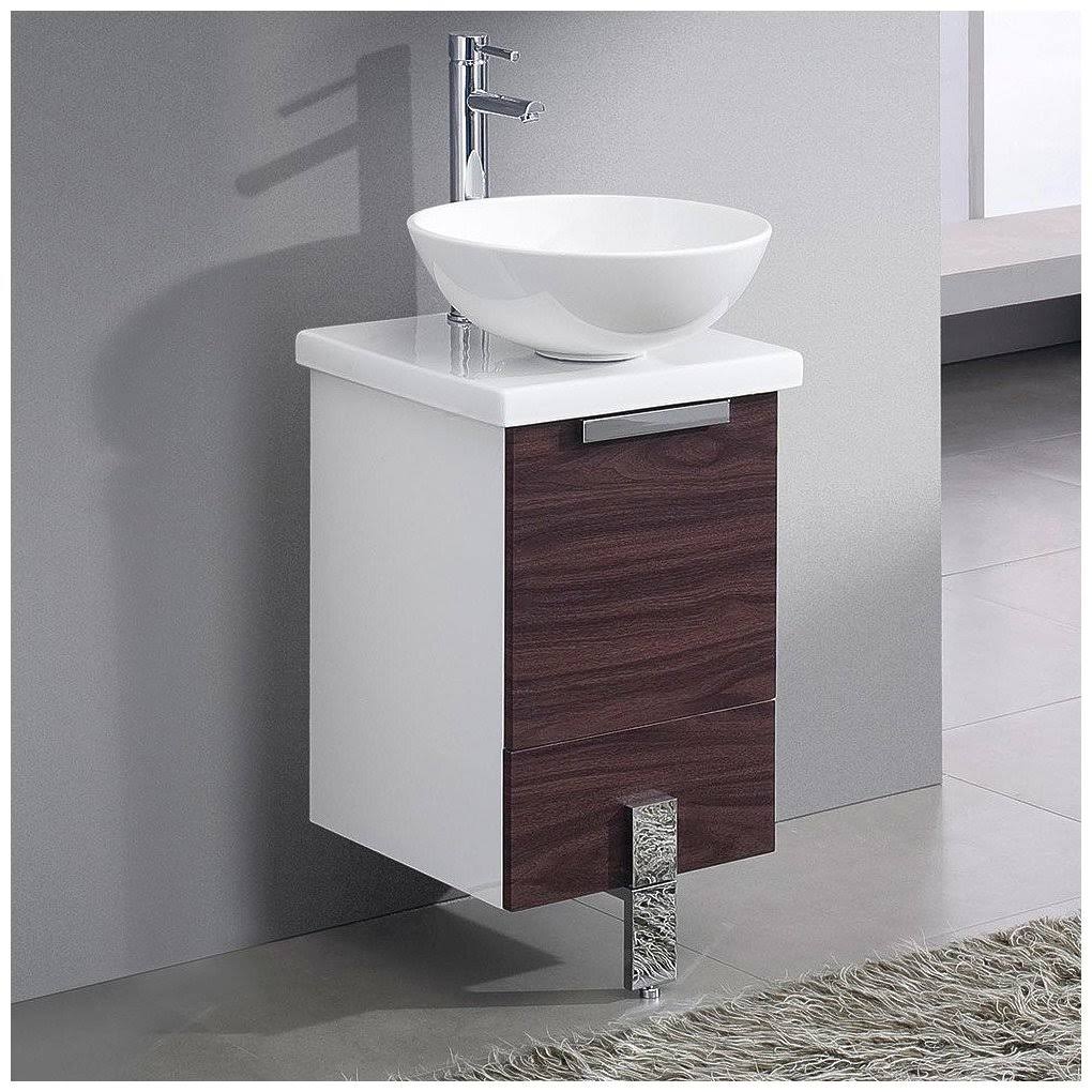 16x22 Dark Walnut Bathroom Cabinet with Top and Vessel Sink N88963
