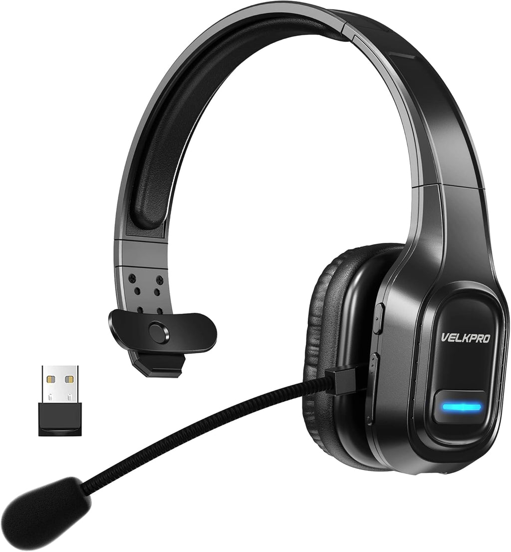 Wireless Headset with Microphone - Noise Canceling Headphones with Mic - On-Ear Earphones with USB Dongle - 32H Talk Time R31206