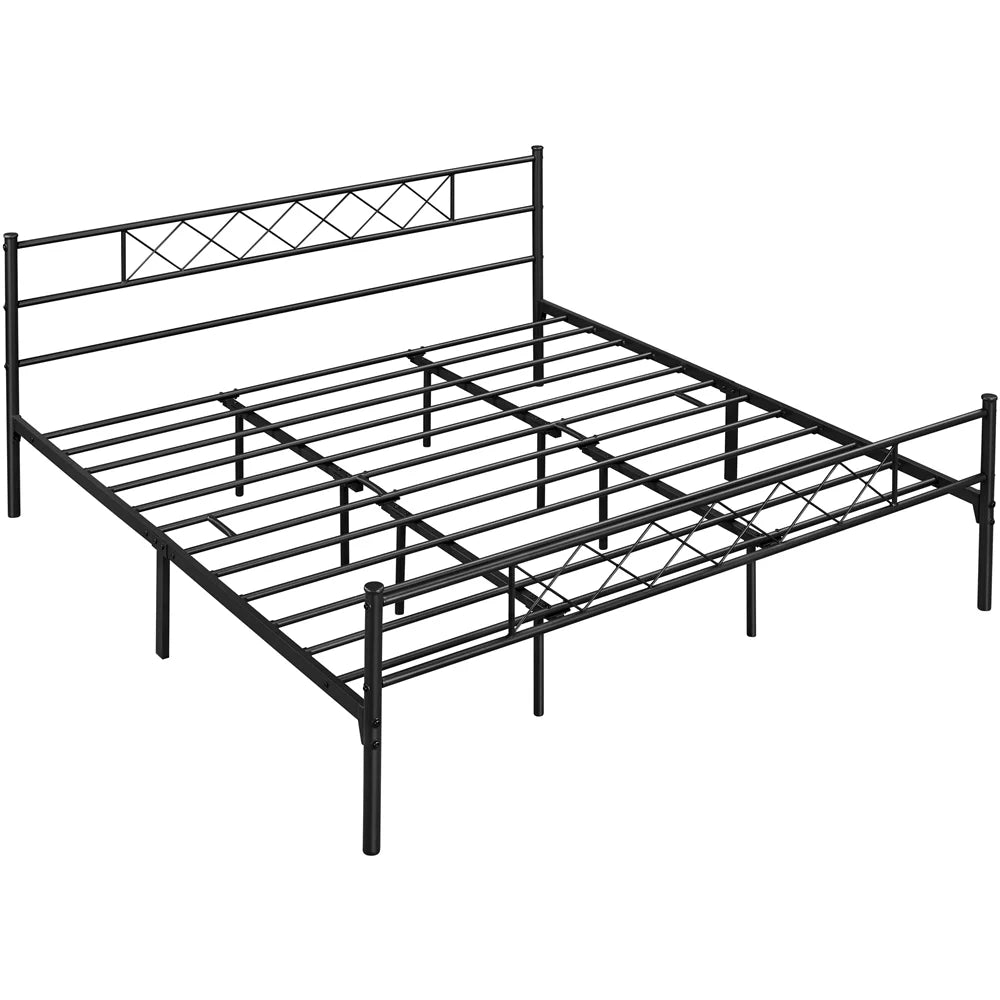 King Metal Slatted Bed Frame with Headboard & Footboard Y15243