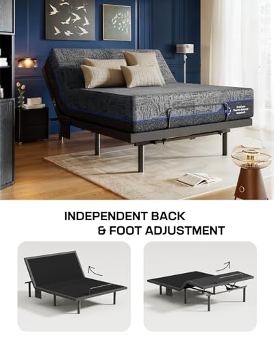Queen Adjustable Bed Frame with 10-inch Cooling Gel Memory Foam Mattress A2955