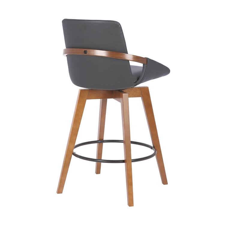 Swivel Wood Bar or Counter Height Stool in Faux Leather A541