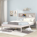 White Queen Size Platform Bed Frame with Storage X936