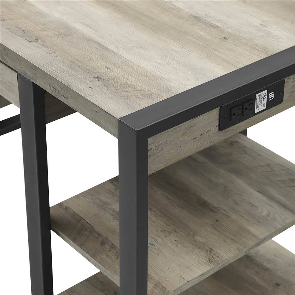 Grey Wash Wood Computer Desk I49642