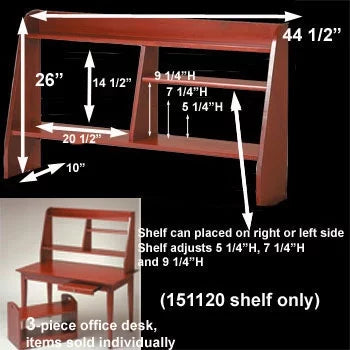 Cherry Stain Hardwood Computer Desk Shelf I23709
