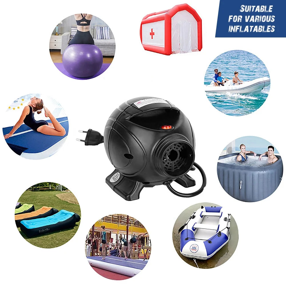 Portable 800W Electric Air Pump Inflator Deflator with 3 Nozzles W9103