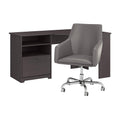 Heather Gray Corner Desk with Leather Box Chair O3636