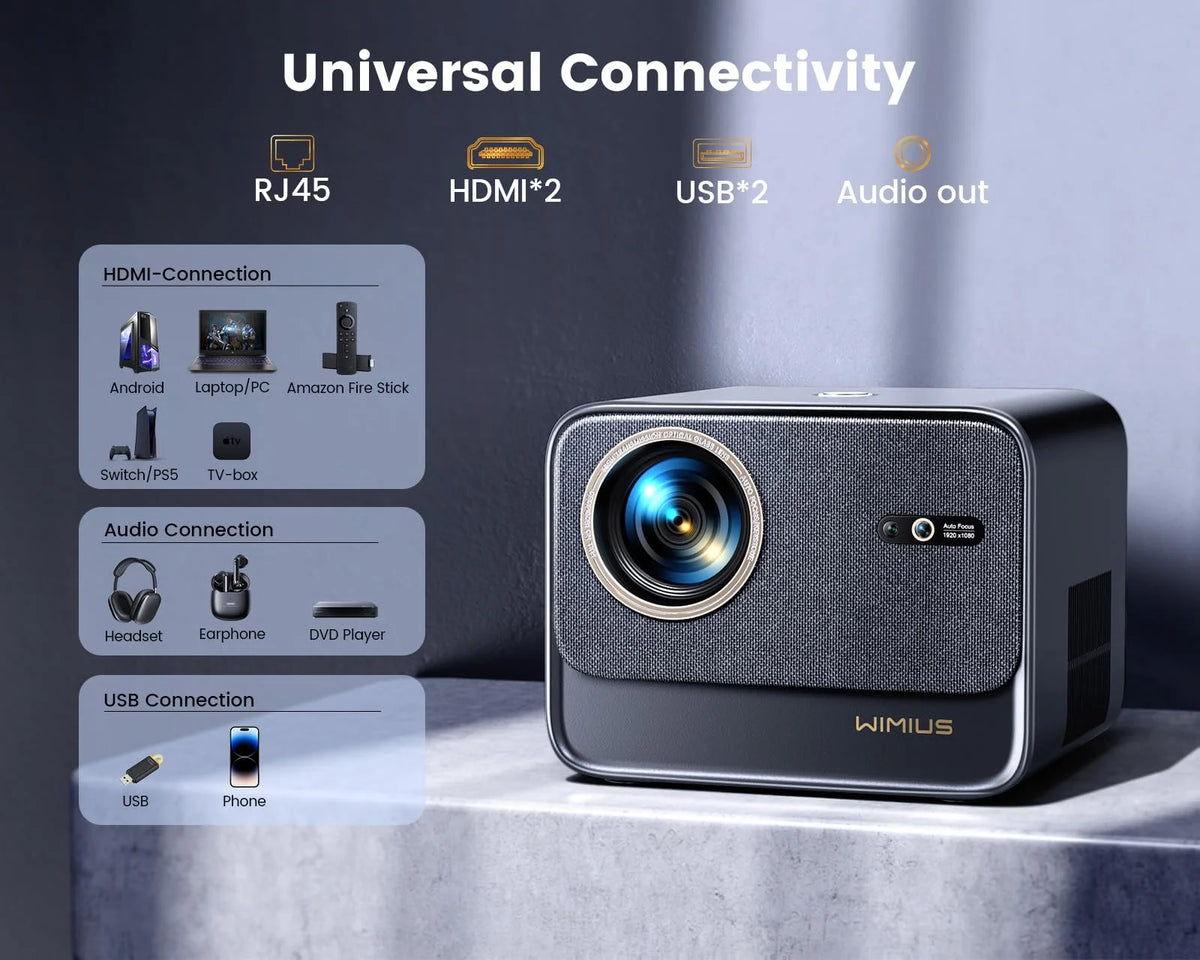 4K Wifi Bluetooth Projector with Auto Focus/Keystone A3888