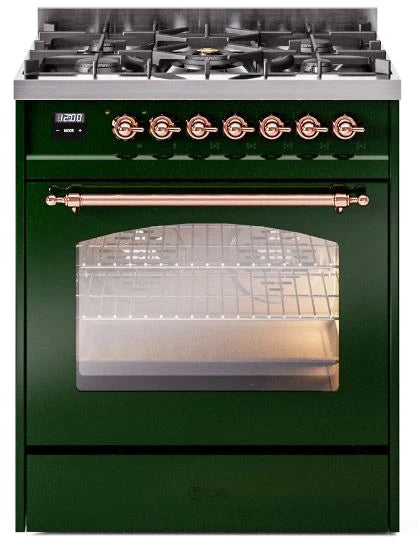 30 Dual Fuel Natural Gas Range in Emerald Green with Copper Trim M1531