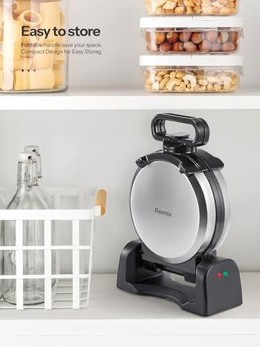Double Belgian Waffle Maker 180°Flip Nonstick Stainless Steel V2497