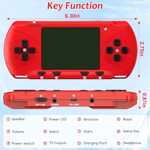 Handheld Game Console with 258 Video Games & 3 Cartridges, 3.0'' Screen Y1885