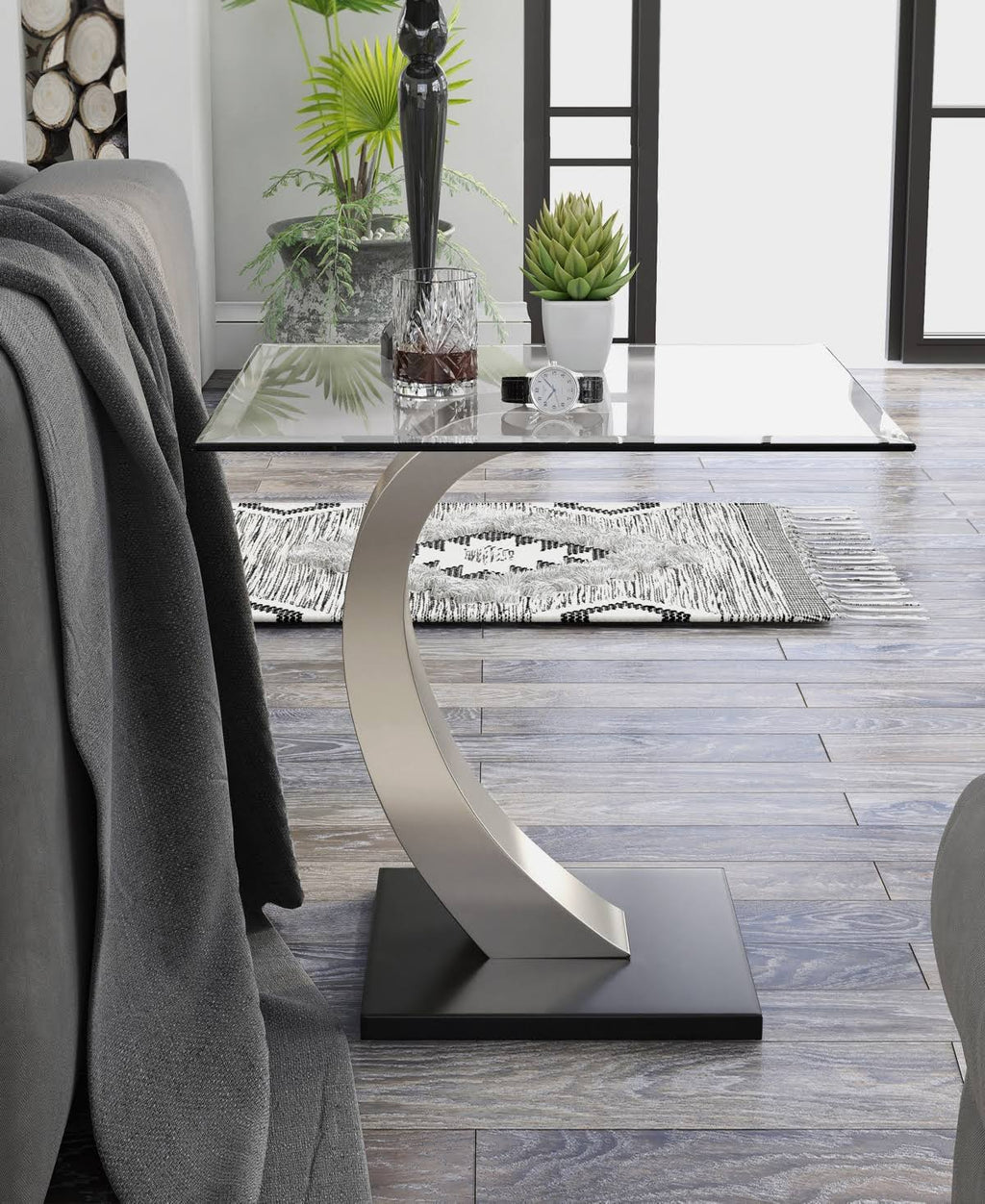 Silver Square End Table V9705