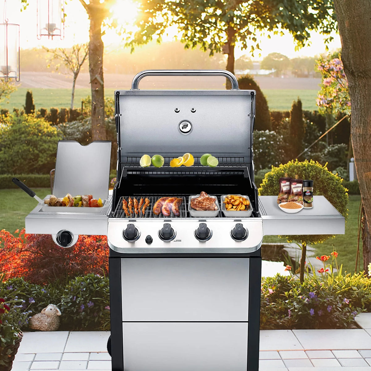 6-Piece Stainless Steel Grill Basket Set with Cooling Rack G76329