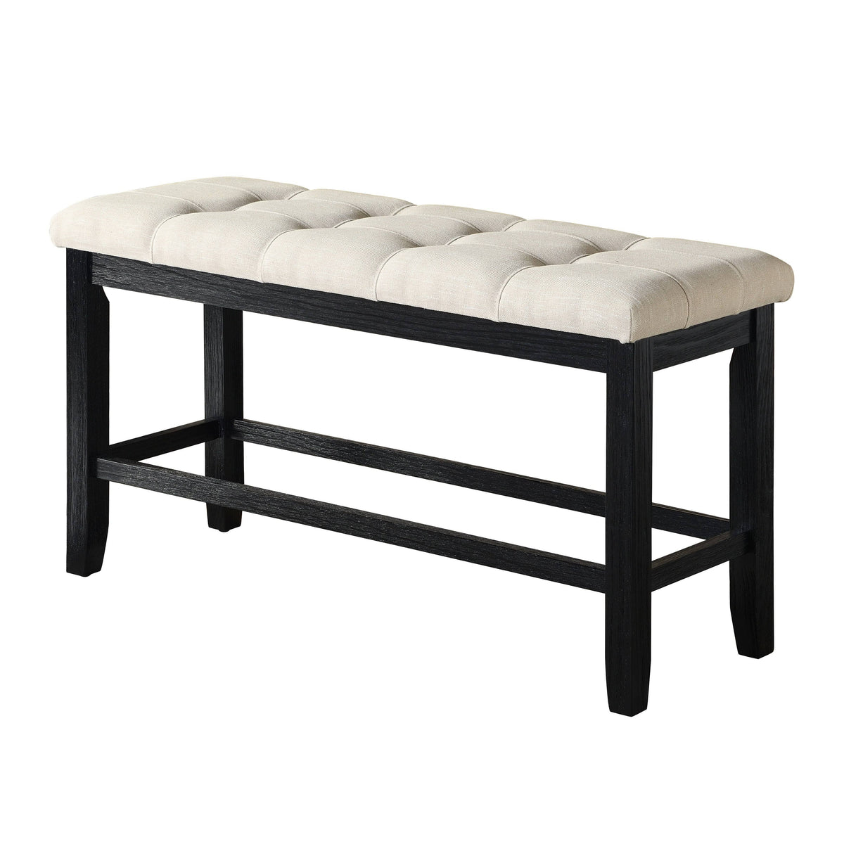 Beige Linen Fabric Counter Height Dining Bench M26949