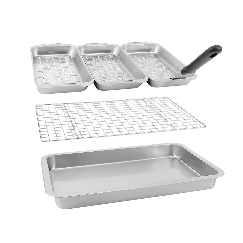 6-Piece Stainless Steel Grill Basket Set with Cooling Rack G76329