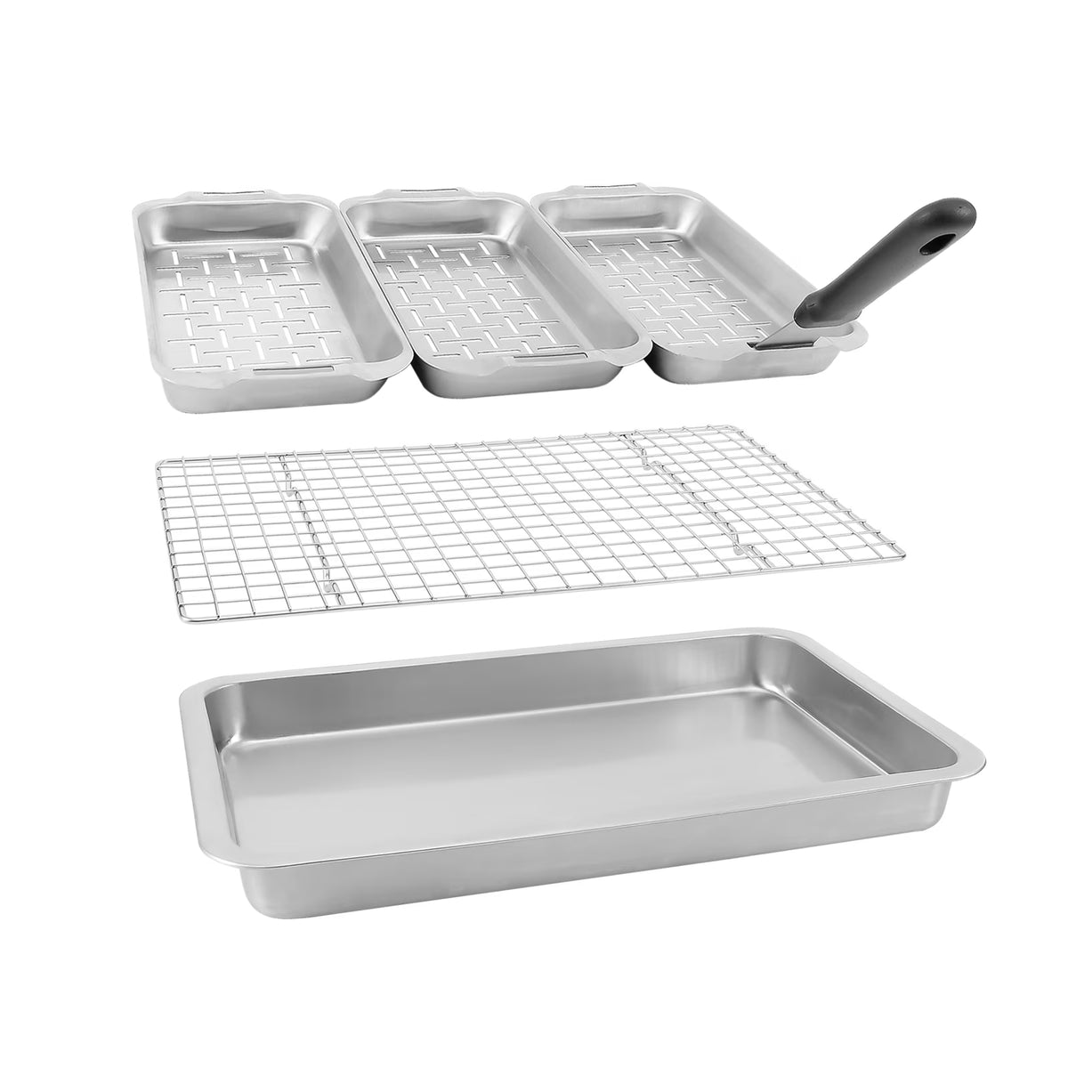 6-Piece Stainless Steel Grill Basket Set with Cooling Rack G76329