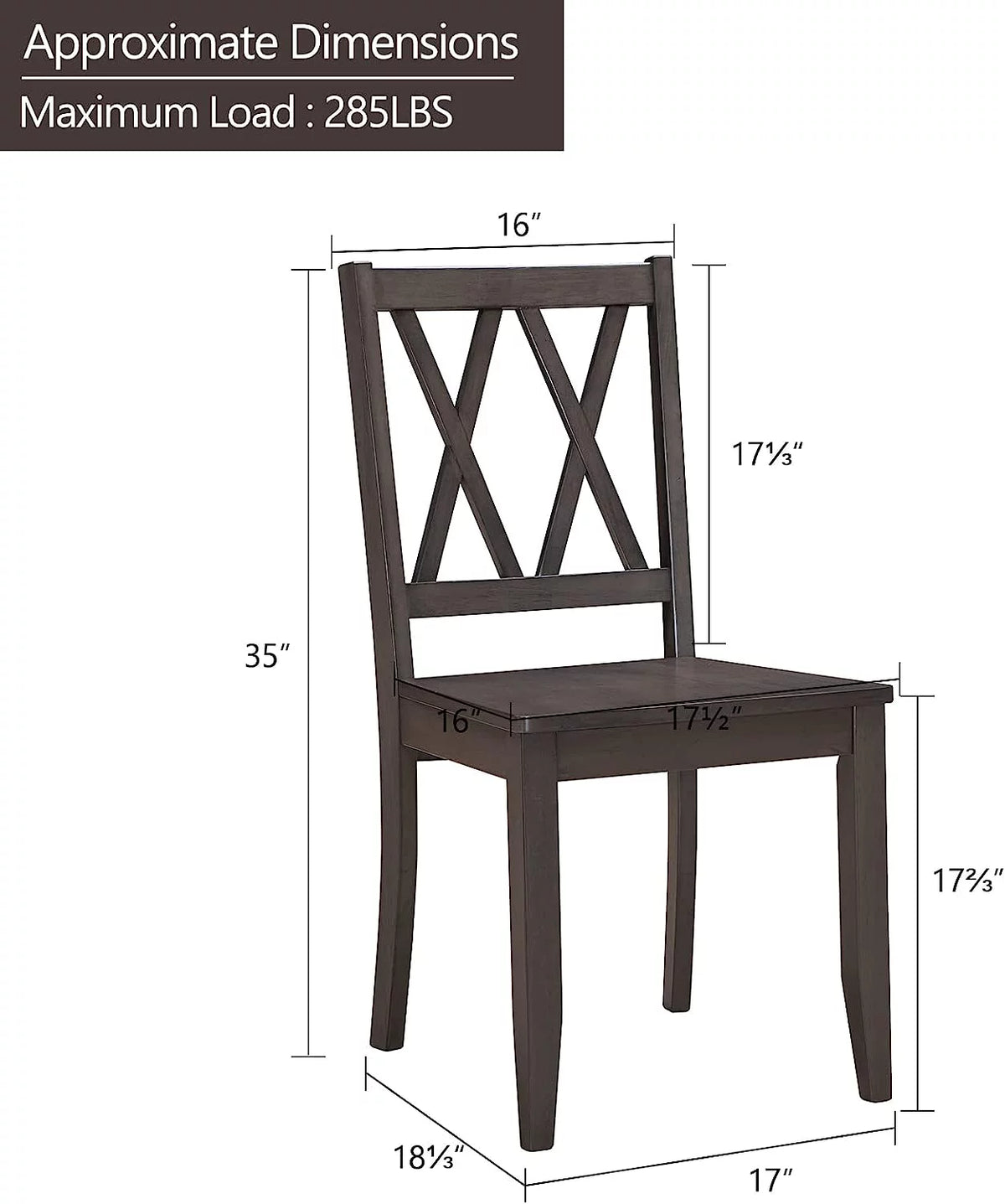 Gray Set of 2 Wooden Dining Chairs U8242