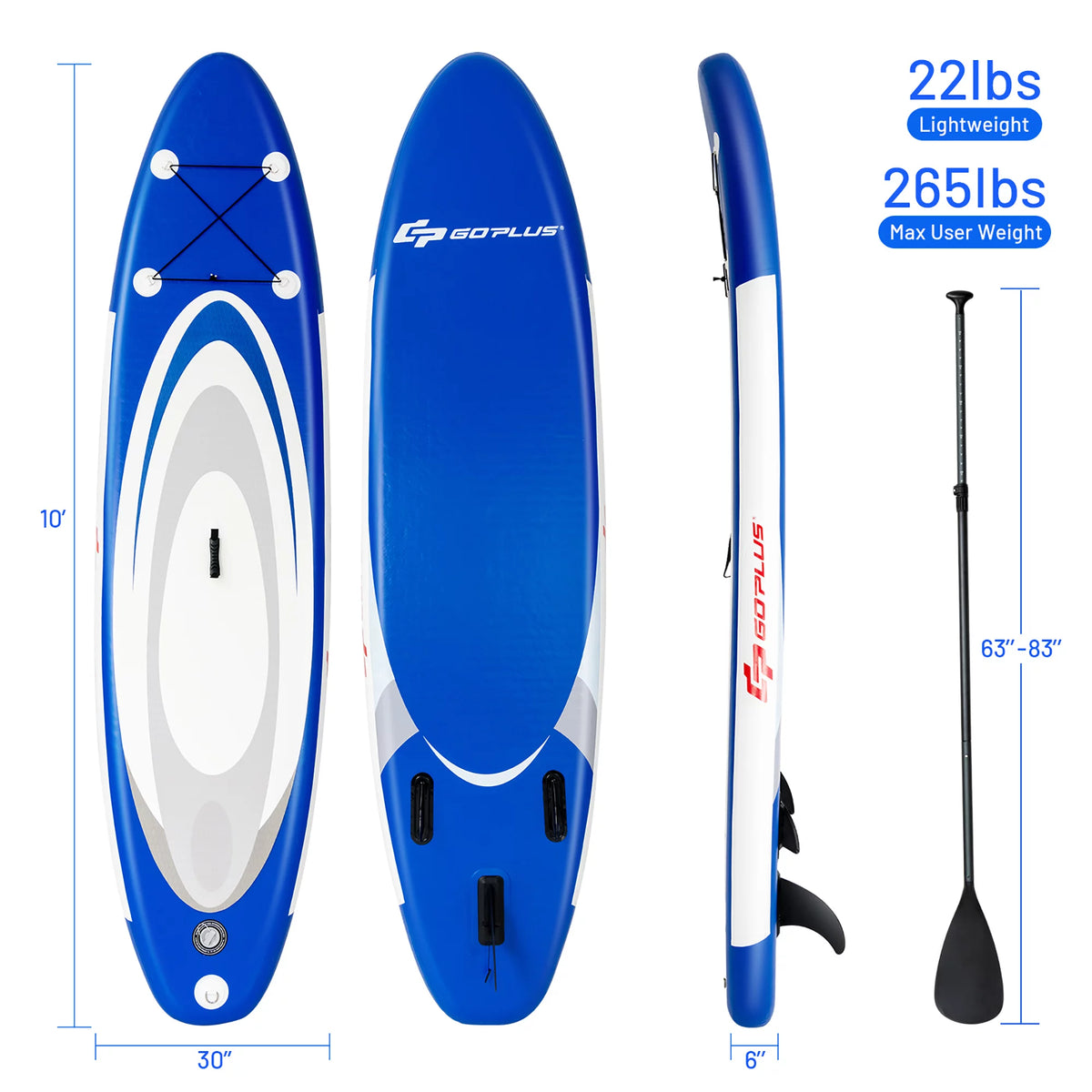 10' Inflatable Stand Up Paddle Board with Bag Paddle Pump E648313