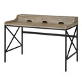 Gray Wood and Black Metal Desk with USB Port M7180