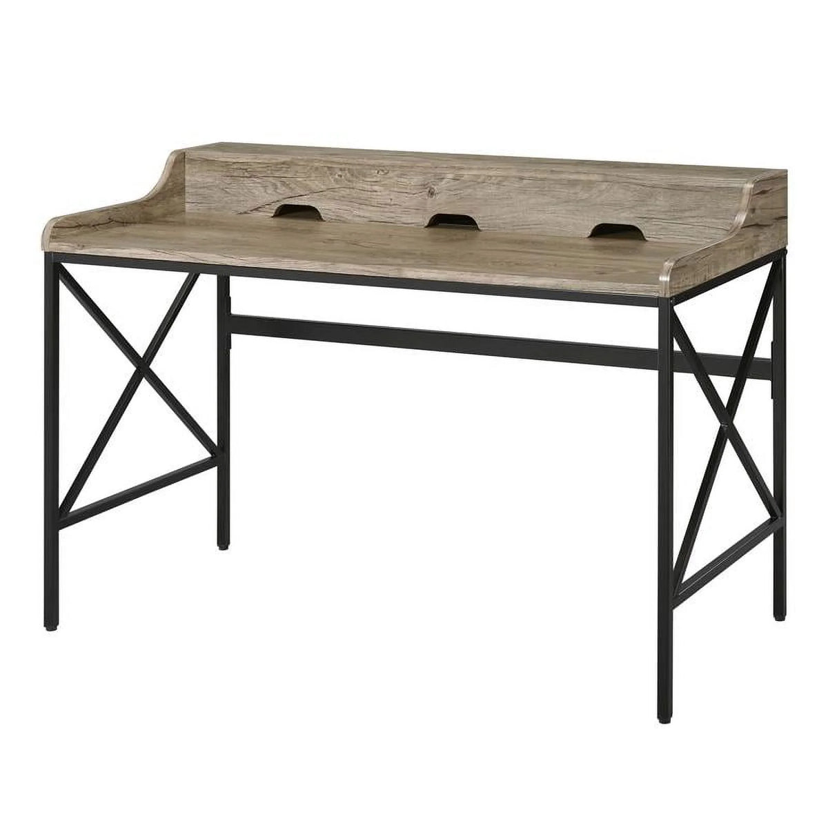Gray Wood and Black Metal Desk with USB Port M7180