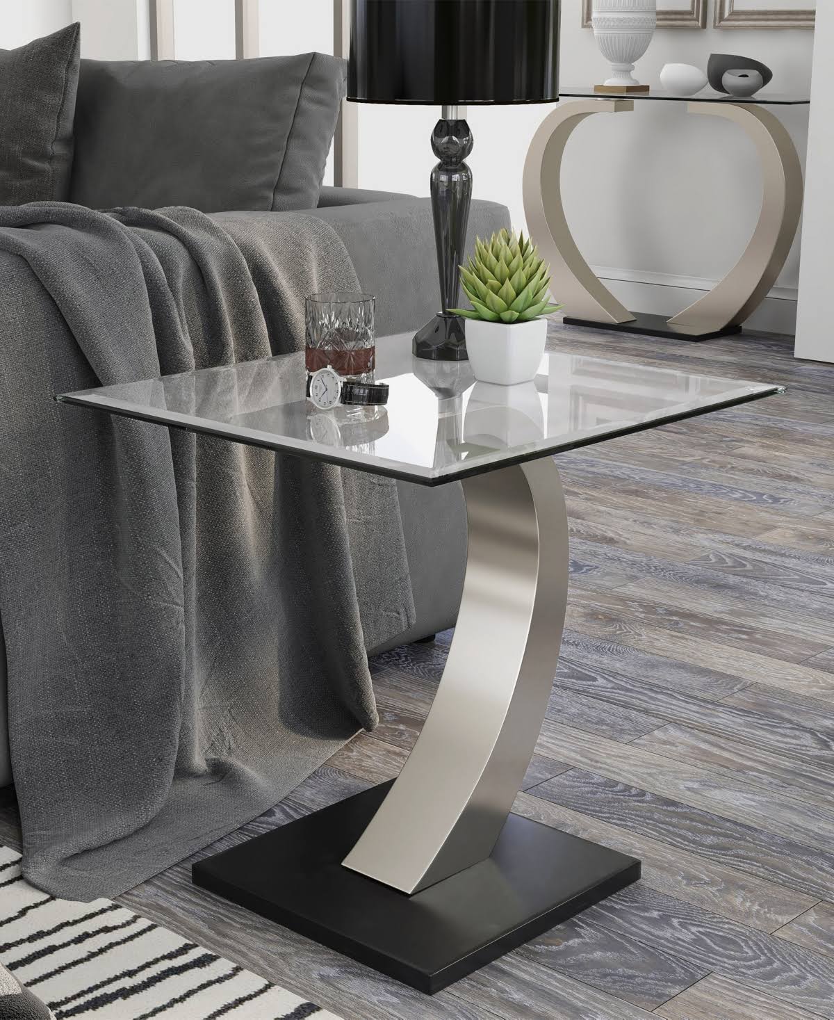 Silver Square End Table V9705