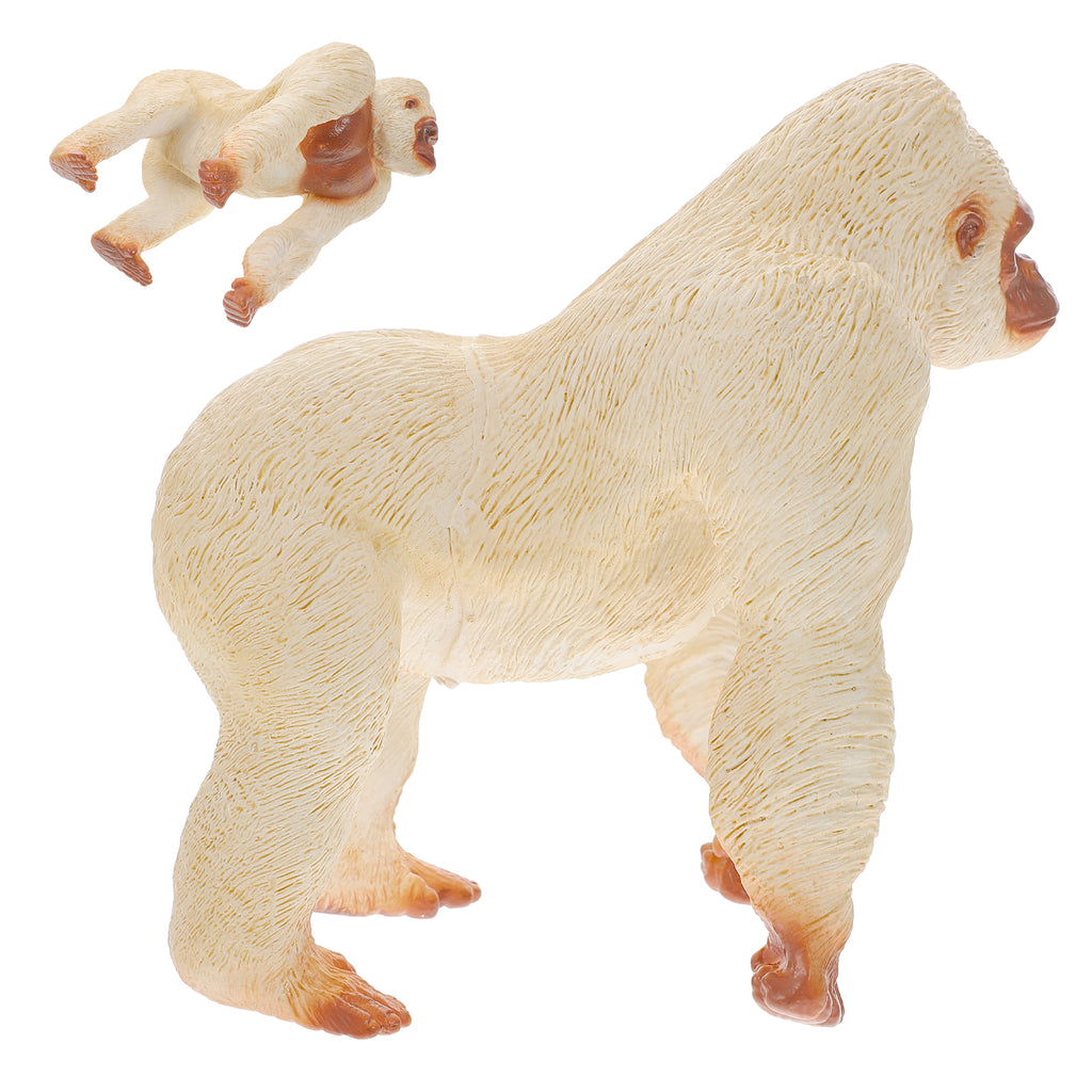 Mini Gorilla Chimpanzee Orangutan Toy Figurine White Plastic Y382946