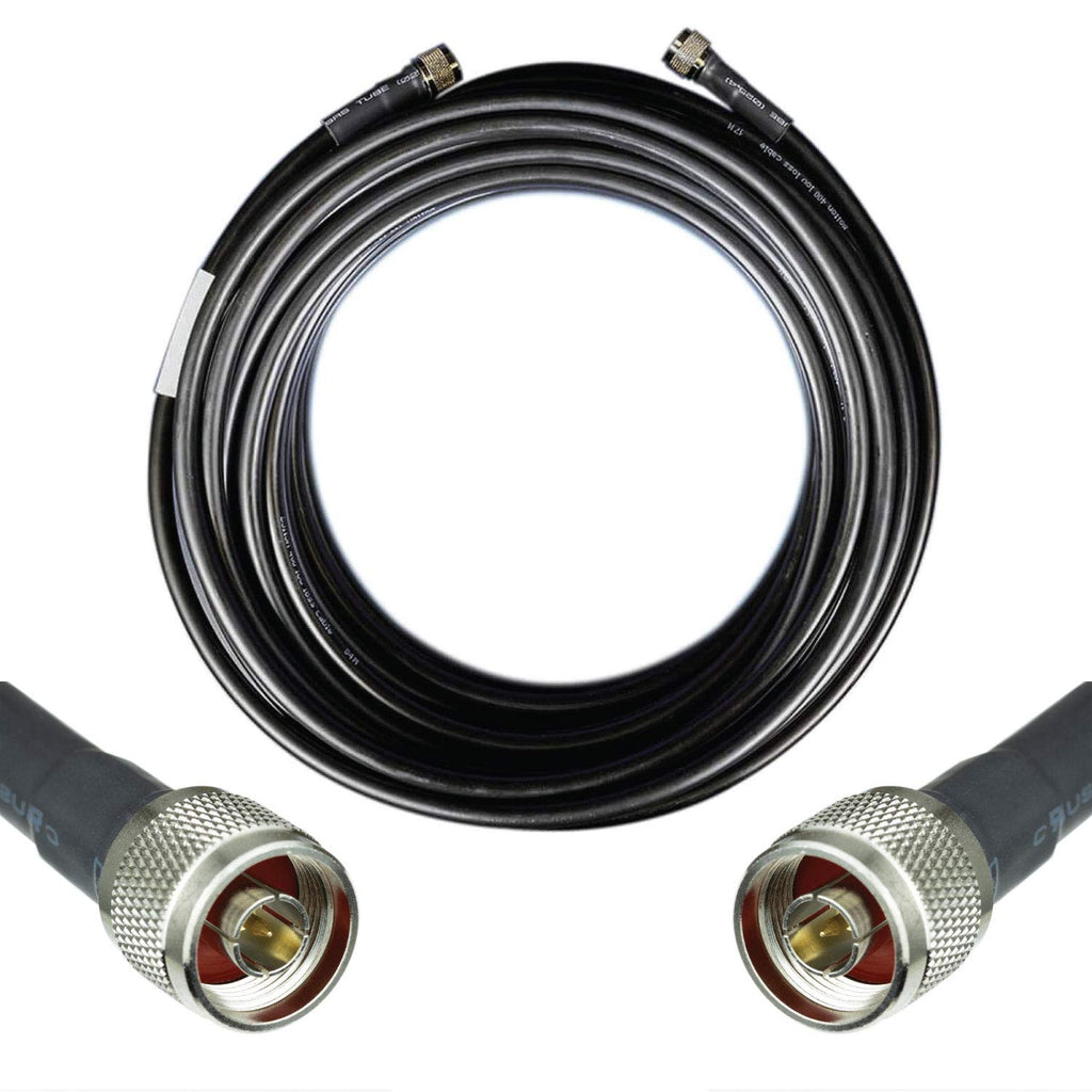50-ohm N-Male to N-Male Black Coax Cable 60ft N34241