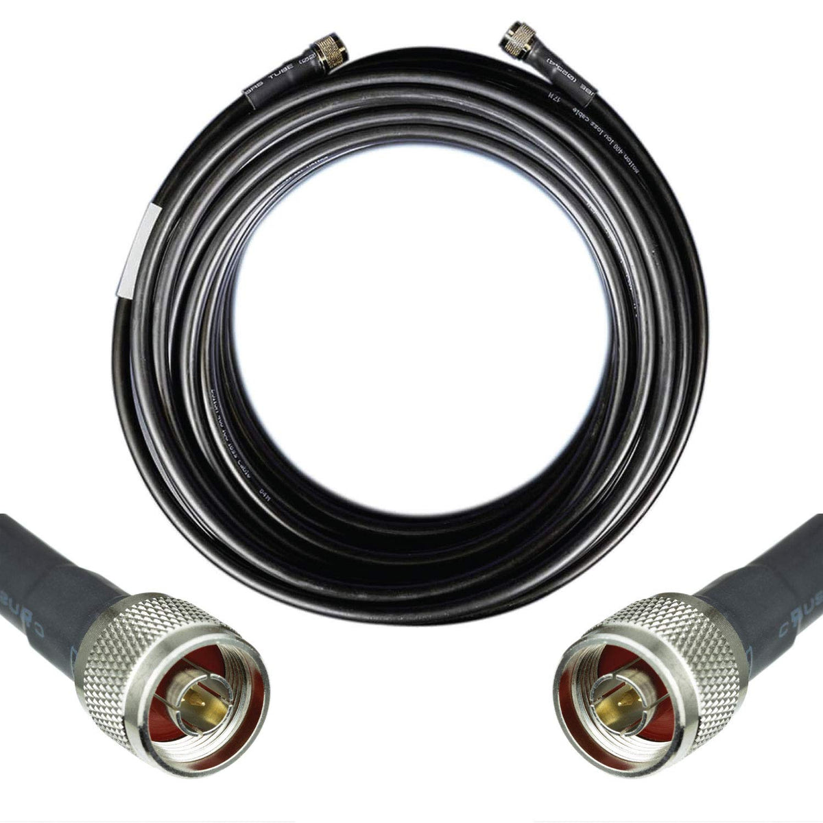 50-ohm N-Male to N-Male Black Coax Cable 60ft N34241