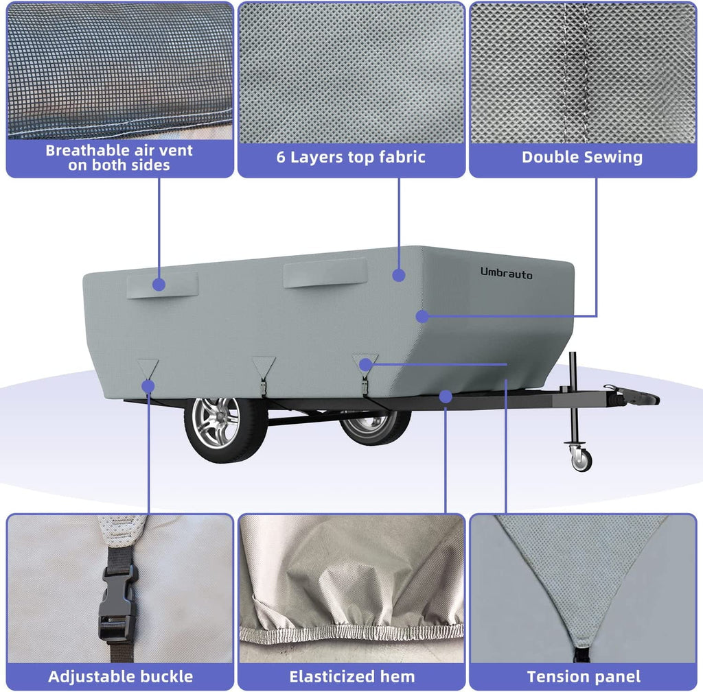 Gray Waterproof Pop Up Trailer Cover for 10' - 12' Trailers S8360
