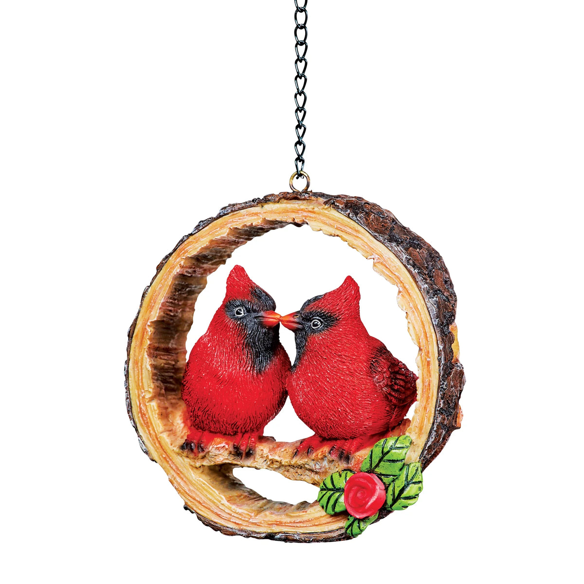 Hand-painted Cardinals on Swing Figurine Tree Ornament T3168