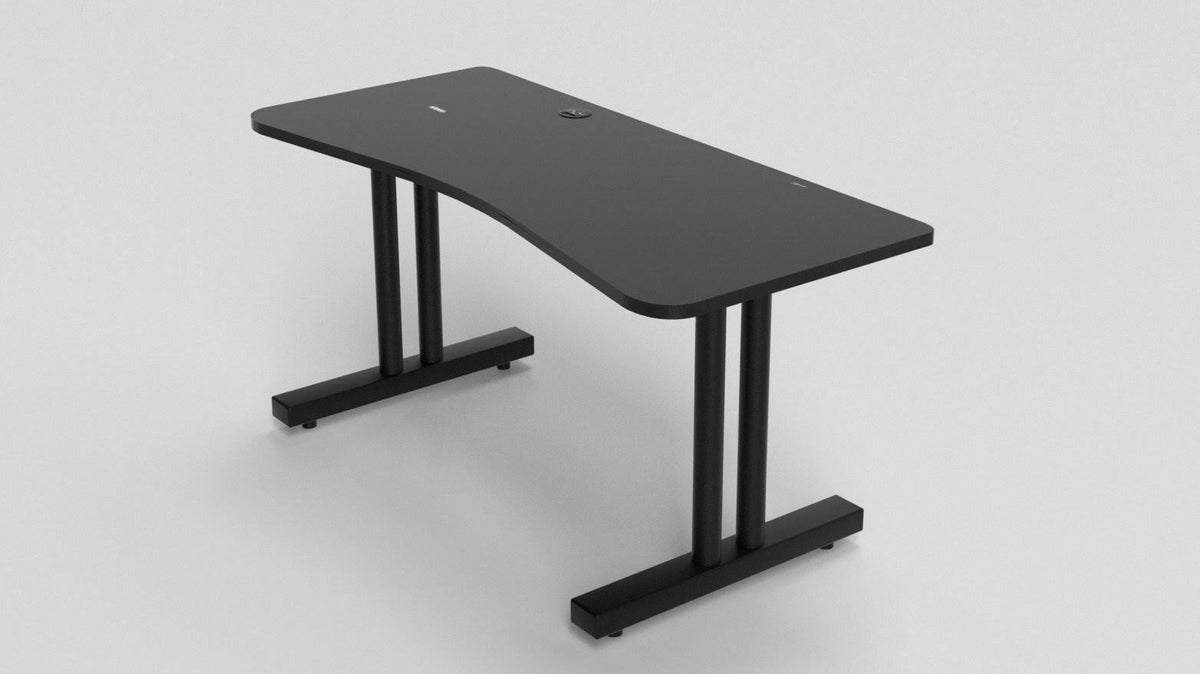 Black Gaming Desk with Infinity Mousepad and Built-in Cellphone Charger W542394