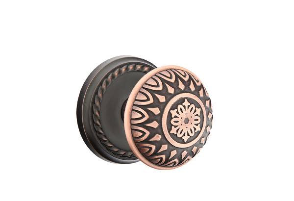 Polished Brass Passage Set with Rope Rosette J32561